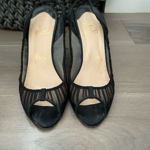 Christian Louboutin Sheer Black Peep-toe Heel, Size 39.5